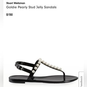 Stuart Weitzman Black Goldie Pearly Stud Jelly Sandal Size 9